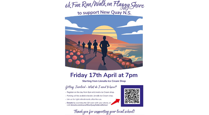 6K Fun Run/Walk On Flaggy Shore In Support Of New Quay National School