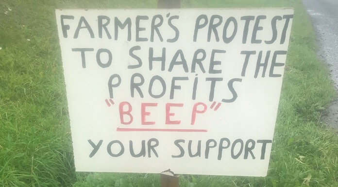 Sign At The Farmers' Picket In Drumquin