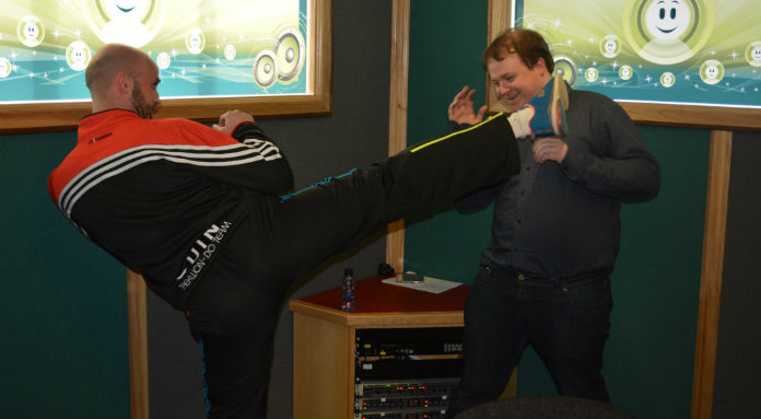 Stephen Ryan having a battle with Clare FM's Gavin Grace!