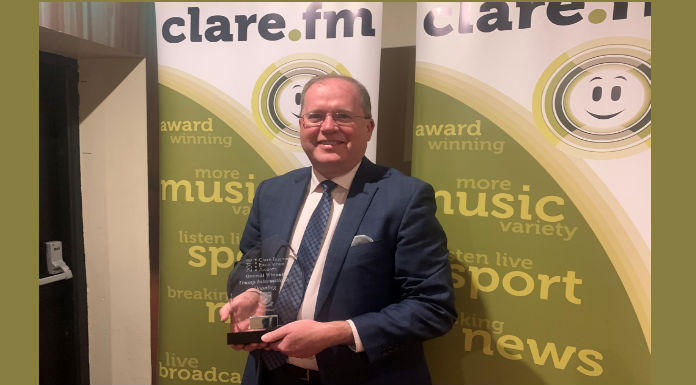 Joe Russell of Trump Doonbeg pictured with the overall award for his Ocean View Restaurant at the Clare Business Excellence Awards