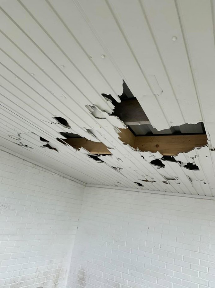 Damage at a shelter in the East End Car Park, Kilkee, following an incident which saw a number of public order arrests in August 2020. Credit; Cllr Cillian Murphy