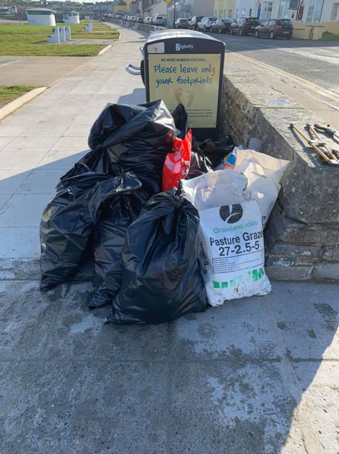 Rubbish cleaned up in Kilkee after an incident which saw a number of public order arrests in August 2020.