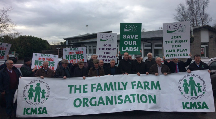 A photo from February's protest outside the Meelick laboratory.  Photo: © Clare FM