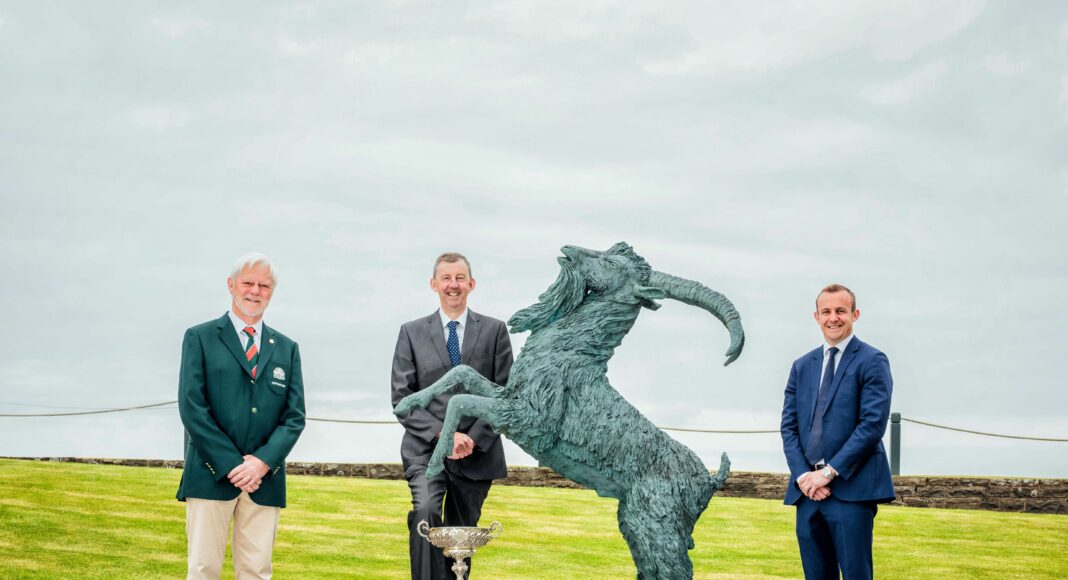 Johnny O Brien - Lahinch Captain, Jim Long - Chairperson Munster Region Golf Ireland and Gary Pierse - MD Pierse Motors pictured at the Launch of the South of Ireland Amateur Championships, to be held between July 21 - 25 at Lahinch Golf Club, County Clare.
Pic. Brian Arthur